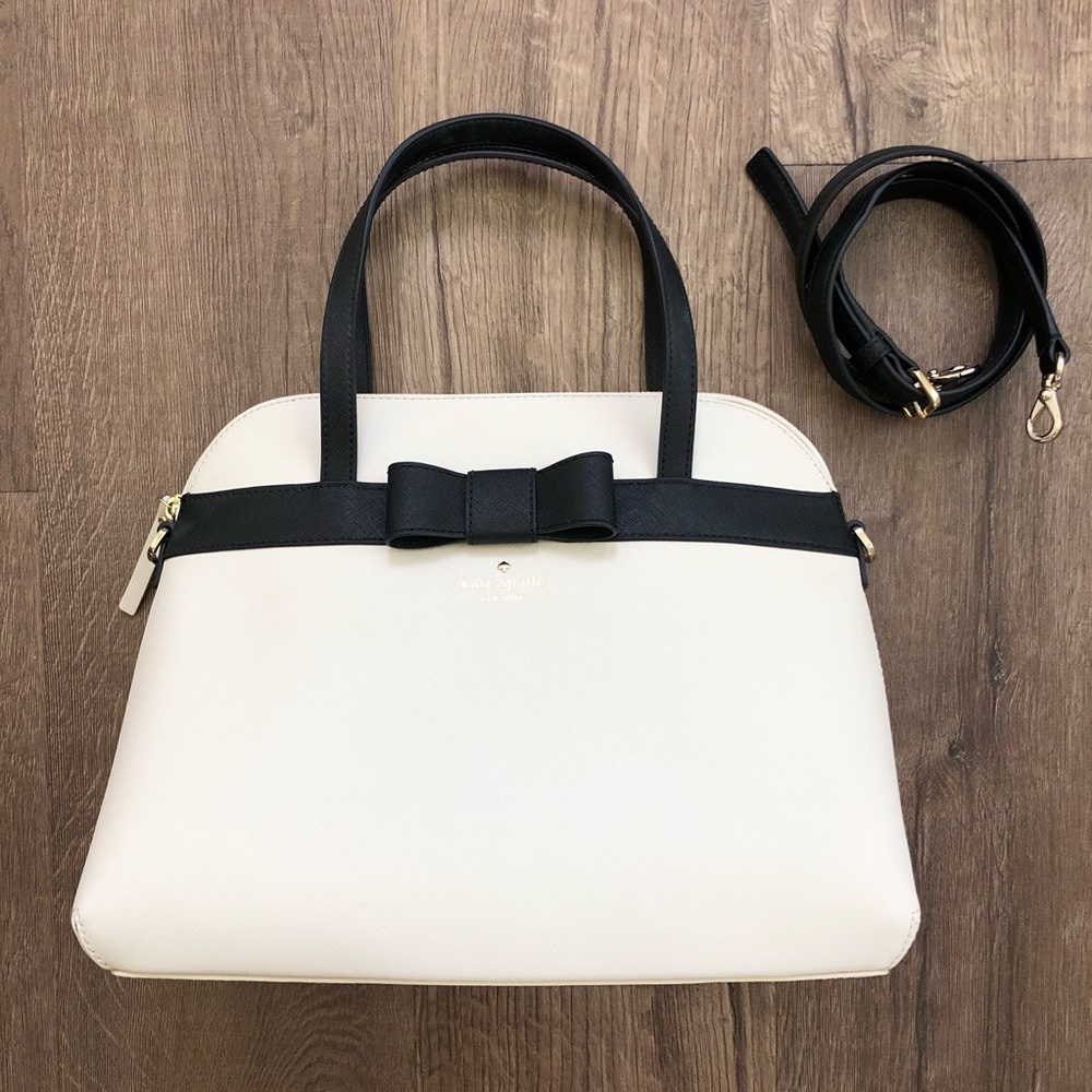 Kate Spade Kirk Park Julita Cream Black Bow Bag